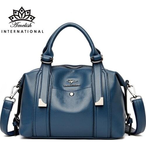 AMELISH Large Genuine Leather Top-handle Business Lady Handbags for Women Big Capacity Travel Totes Brand Designer Shouder Bags