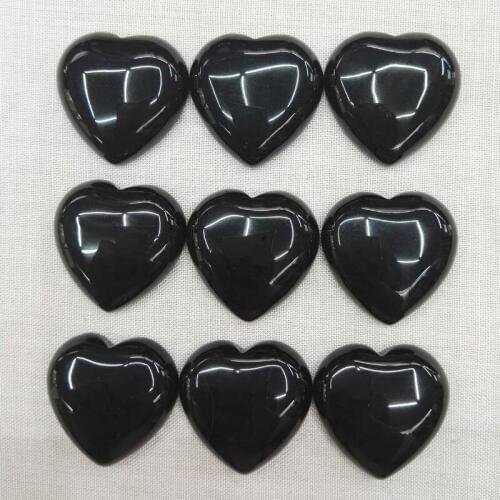 Good quality 25mm Natural black onyx stone beads heart CAB CABOCHON for jewelry making Wholesale 20pcs/lot