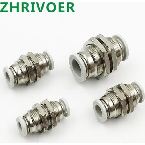 OD Hose Air Pneumatic Straight Bulkhead Union White PM" Tube One Touch Push Into Gas Connector Brass Quick Fitting 4mm to 12mm