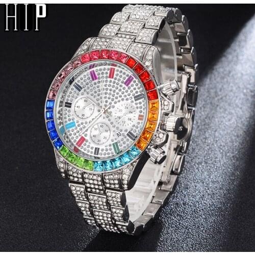 Hip Hop Luxury Mens Iced Out Waterproof Watches Date Quartz Wrist Watches With Micropave CZ Alloy Watch For Women Men Jewelry