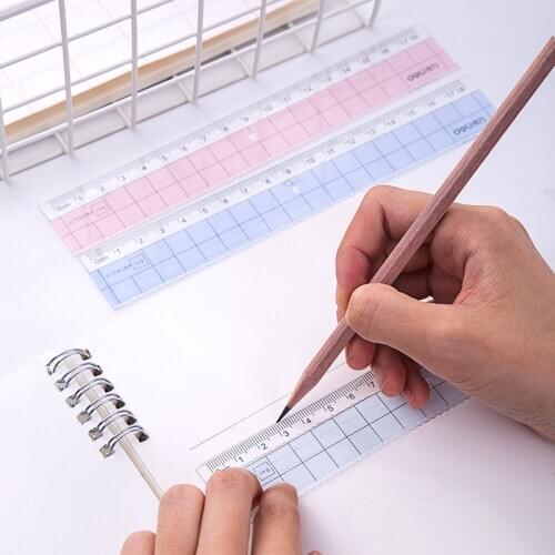 Deli 18cm transparent plastic ruler student stationery 6235