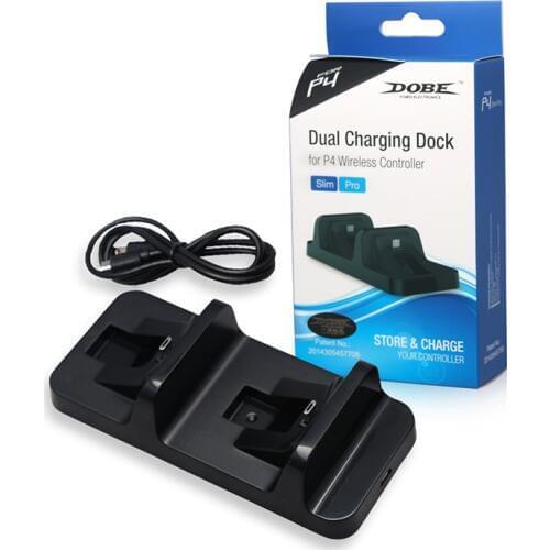 Dual Micro USB Charger Charging Docking Dock Station Stand for PS 4 Controller Useful PS4 Video Game Accessories Wholesale