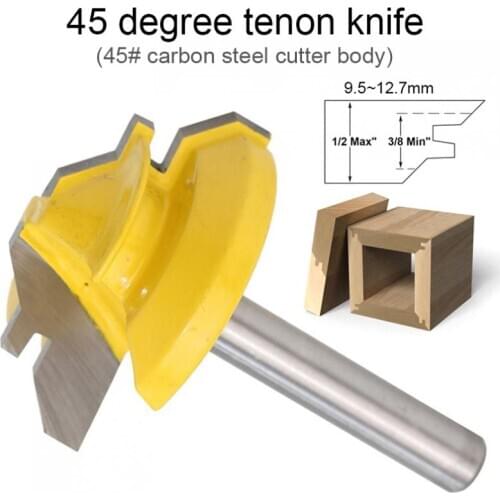 1 Piece 1/4" Shank 45 Degree Lock Miter Router Bit Woodworking Tenon Milling Cutter Tool Drilling Milling For Wood Carbon Steel