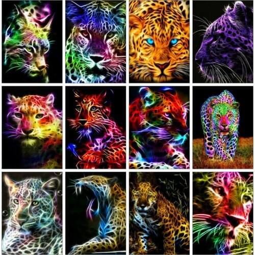 Huacan 5d Diamond Painting Leopard Art Kits Diamond Mosaic Embroidery Sale Pictures Of Rhinestones Wall Art