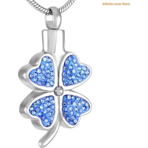 IJD8220 Stainless Steel Shamrock Cremation Pendant Urn Jewelry Holds Pet Human Ashes Wholesale Shamrock Urn Necklace for Women