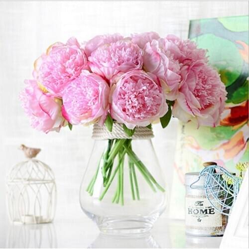 Fake Flowers 1pcs Simulation Peony artificial flower Pretty Wedding Mini Artificial Silk Flower bouquet Bride Home Decoration