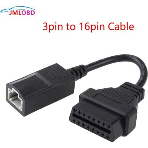JMLOBD OBD 2 Cable For Honda3pin OBD1 Adapter OBD2 OBDII forHon-da 3 pin to 16 pin Connector