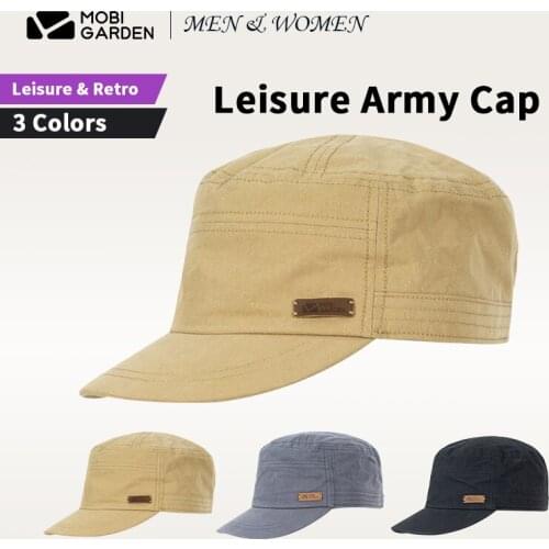 MOBI GARDEN Outdoor Leisure Cotton Army Cap Adjustable Fashion Retro Sun Protection Breathable Camping Hiking Travel Peaked Cap