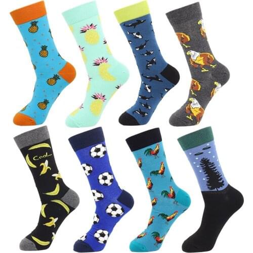 Fashion Dollar football diamond Pattern Novelty Crew Wedding Socks Mens Funny Creative Casual Cotton Colorful Socks For Male