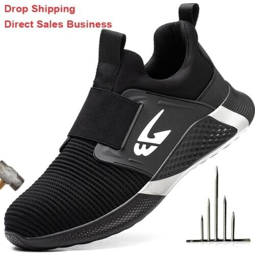 Men Work Safety Shoes Steel Toe Shoes Anti-Puncture Work Sneakers Indestructible Safety Work Boots Waterproof Upper