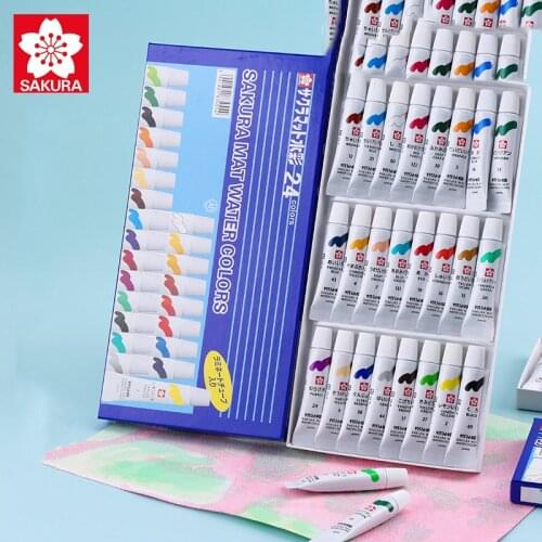 Sakura Mat Water Color Paints 12/15/18/24 Colors EMW Acrylic Paint Gouache Portable Sketch Set with Fine Color 5ml Art Supplies