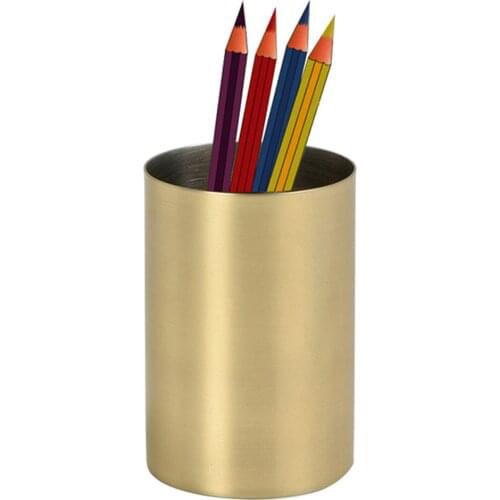 Aluminum Alloy Desktop Storage Organizer Pencil Pot Cosemetic Brush Holder for Office, Home Study, Vanity Table Organizer