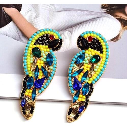 New Design Handmade Crystal Beads Bird Earrings High Quality Rhinestone Fashion Trend Jewelry Accessories For Women