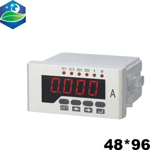 Single phase digital ampere meter LED current meter 48*96 ammeter digital meter with 1 loop of switch input + 1 alarm output