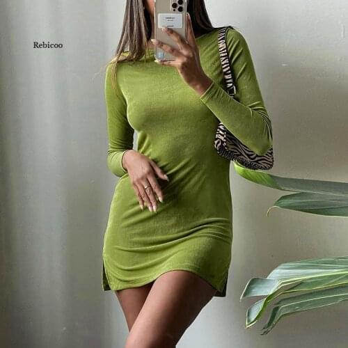 Autumn New Long-Sleeved Dress Women Solid Sexy Backless Lace-Up Mini Dress Elegant Womens Party Dresses Robe Female Clothes