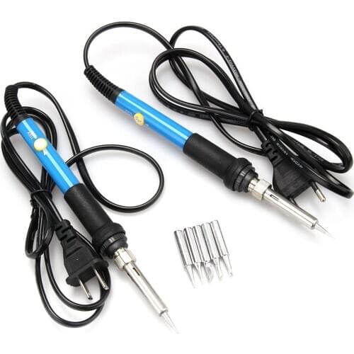 6PCS EU/US plug 60W 220V Temperature Adjustable Electric Welding Solder Soldering Iron Rework Station Handle Heat Pencil Tool