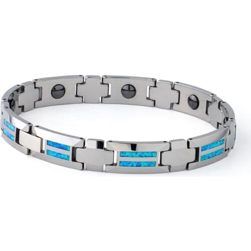 Luxury Blue Opal Mens Bracelets Fashion Jewelry Tungsten Bracelet For Men Party Costume Charm Bangles Man Gift Collection