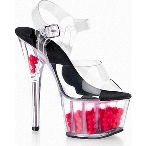New Sexy Transparent waterproof sandals 15cm high-heeled shoes Peep Toe Buckle Strap high-heeled Dance Shoes