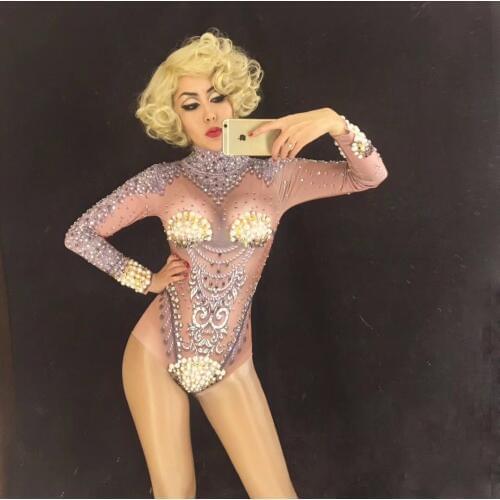 Sexy Stage Bodysuit for Singer Sparkling Crystals Stones Jumpsuit Celebrate Nightclub Dj Performance Party Wear Women outfit