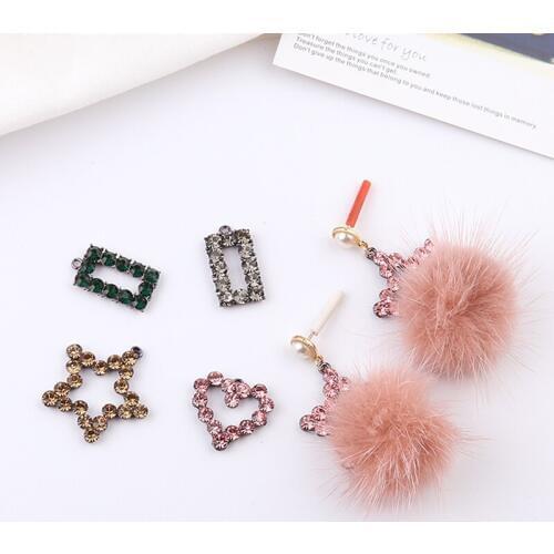 20Pcs Colorful Star Heart Rectangle Glass Crystal KC Gold Color Alloy Earring Charm Jewellery Pendants Jewelry Charms