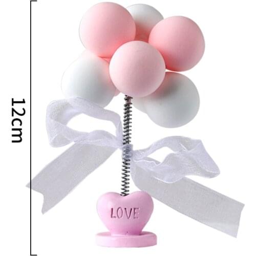 Picks Colorful Clay Balloon Cake Decoration For Girl Wedding Ball Cake Decoration Flags Birthday Happy Baby Shower Baking Toppe