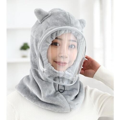 Thicken winter cycling windproof Hat female neck protection scarf and ear protection warm cap with protective mask for adult