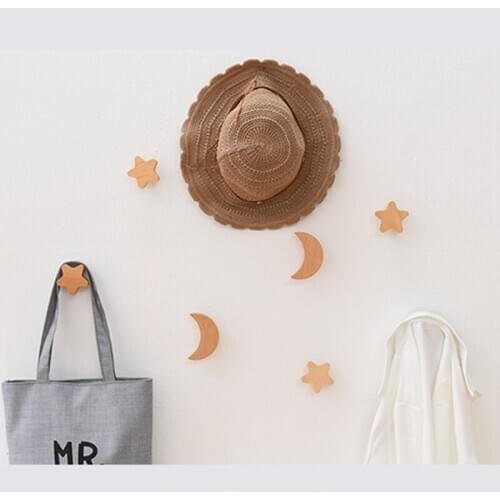 Natural Wood Clothes Hanger Wall Mounted Coat Hook Decorative Key Holder Hat Scarf Handbag Storage Hanger Bathroom Rack