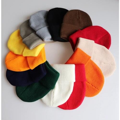 Knitting Solid Color Keep Warm Crimping Unisex Beanie Hat Autumn Winter Hip Hop Men Skull Cap Women Ski Cap