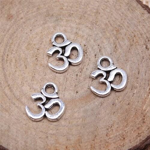WYSIWYG 10x10mm 50pcs Charms Yoga Om Jewelry Making DIY Handmade Craft For Bracelet Necklace