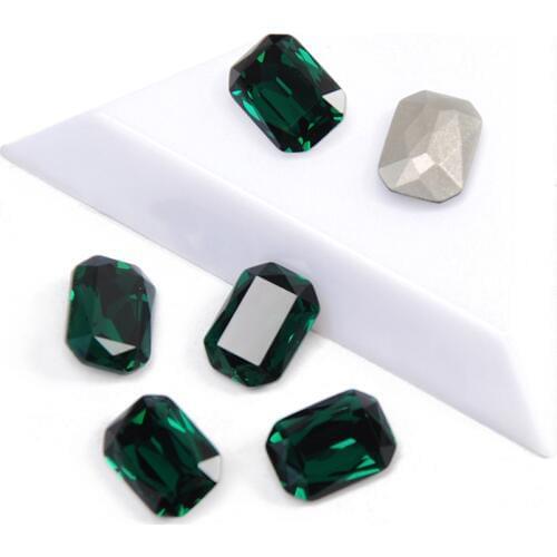 YANRUO 4627 Best Quality Crystal Glitter Emerald Color Octagon Shape Popular Rhinestone 3D Glass For Nail Art Decorations Gems