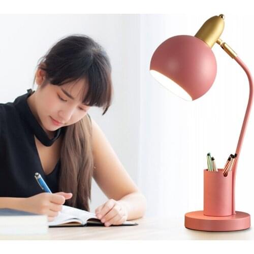 Nordic Iron Art LED Fashion Simple Desk Lamp Eye Protection Dimming Metal Pen Holder Table Lamp Living Room Bedroom Home Decor