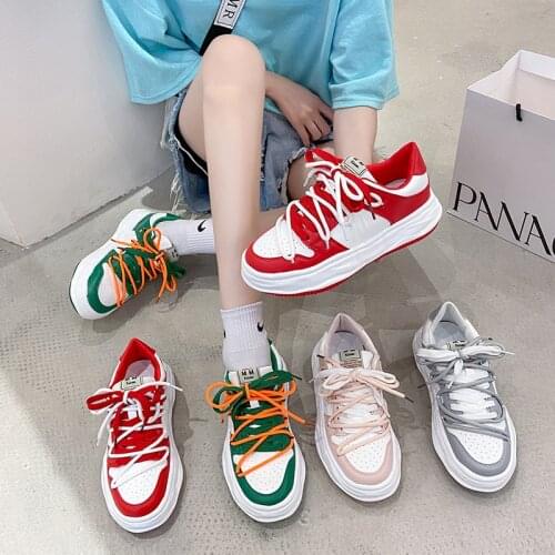 New Platform Ladies Shoes Flat Casual Round Toe Lace Up Womens Shoes Summer Breathable Comfortable Students Vulcanized Shoes