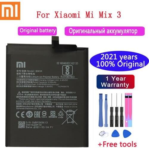 2021years Xiao Mi Original Phone Battery BM3K 3200mAh for Xiaomi Mi Mix 3 Mix3 High Quality Replacement Batteries Retail Package