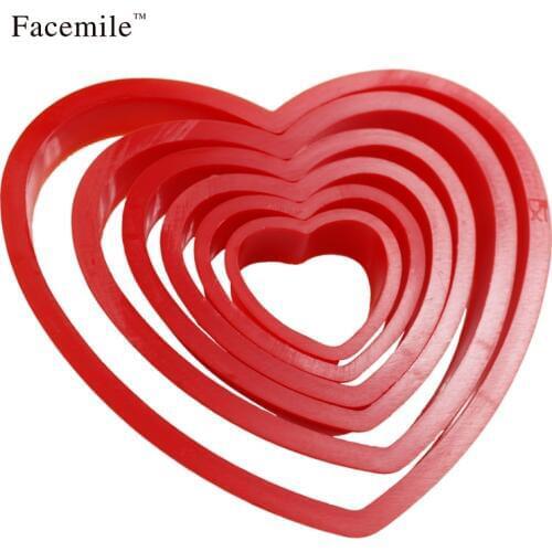 6PCS/Set Love Heart Shape Biscuit Cookie Cake Maker Mold Edge Cutters DIY Baking cake Tools