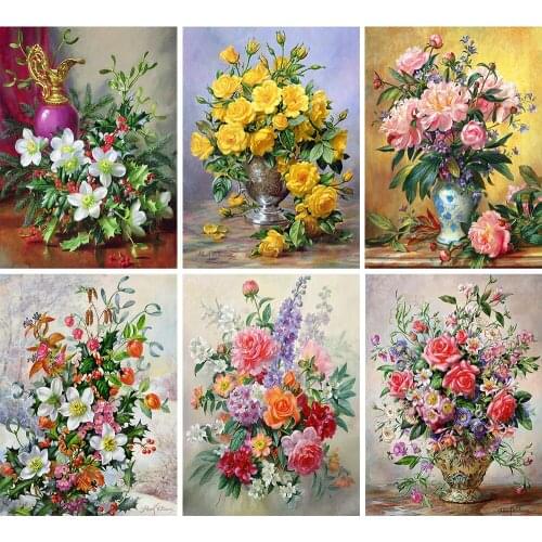 New Products Full Diamond Diamond Painting Still Life Flower 5D Diy Diamond Embroidery Rhinestone Painting Bedroom Decoration