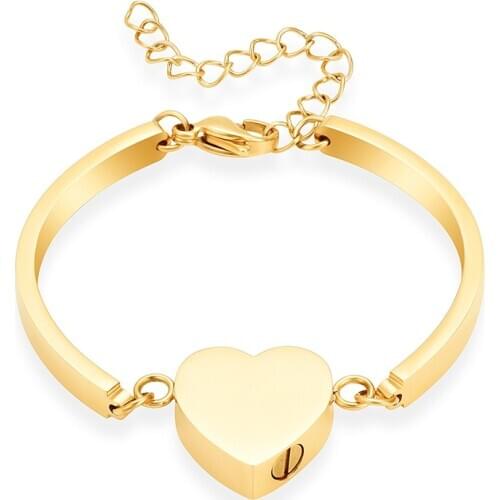 K001 Blank Heart Urn Bracelet Stainless Steel Keepsake Cremation Bangle Holder Ashes for Pet/Human Memorial Jewelry Free Engrave