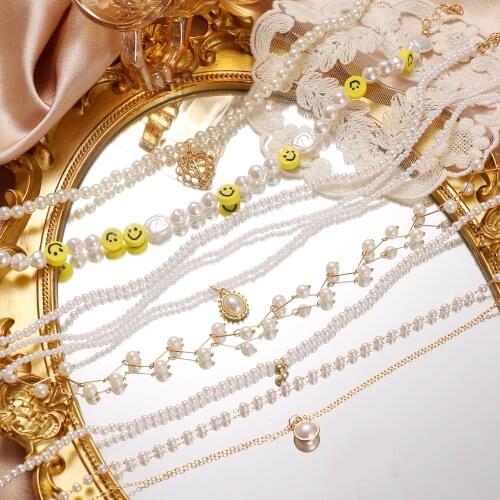 Vintage Style Simple Pearl Chain Choker Necklace For Women Wedding Love Shell Pendant Necklace Fashion Jewelry Wholesale