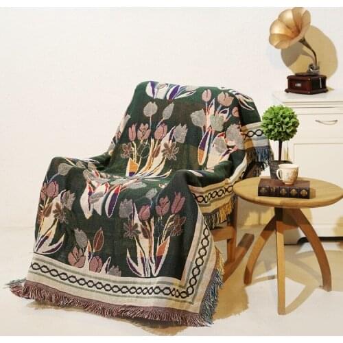 Colorful Flower Throw Thread Knitted Blanket Bedspread on the Bed Sofa Decorative Slipcover Stitching Blanket Rug