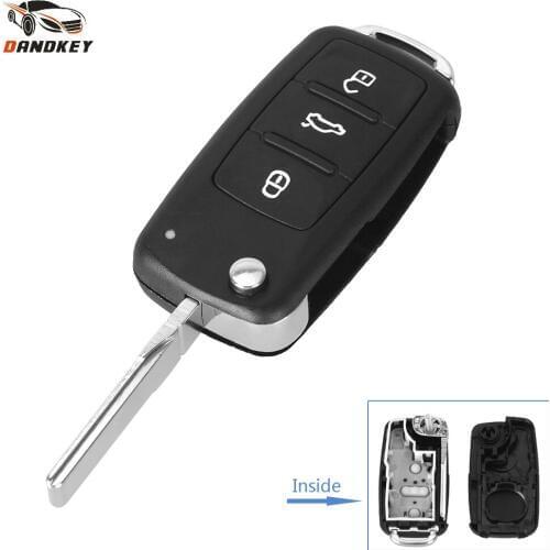 Dandkey 10PCS/LOT For VW For VOLKSWAGEN Tiguan Golf Sagitar Polo MK6 Fob 3 Button Flip Fob Remote Folding Key Shell Key Shell