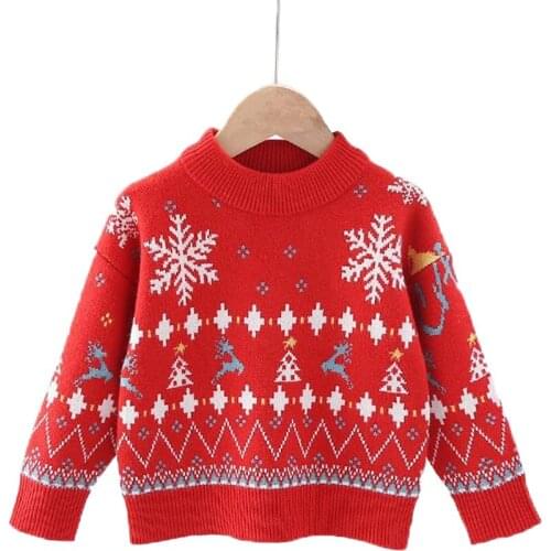 Childrens Babi Warm Sweaters Cartoon Deer Winter Baby Girls Kids College Jacket New Year Christmas Sweater Give Christmas Hats