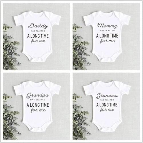 Daddy Mommy Has Waited A Long Time for Me Baby Girls Boys Jumpsuit Newborn Casual Bodysuits Summer Kids Cute 0-24M 5Color