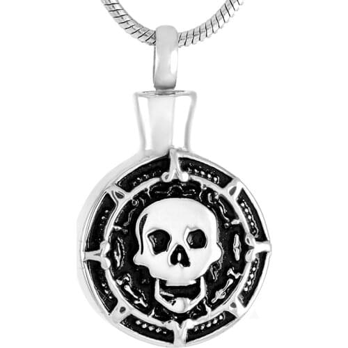 IJD9544 Skull Engrave Punk Fashion Necklace Jewelry Stainless Steel Cremation Ashes Keepsake Urn Pendant Necklace New Style