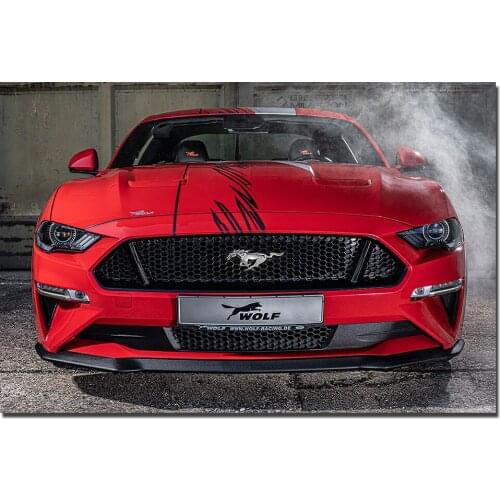 Wolf Racing Ford Mustang Poster Canvas Painting Wall Art Decoration for Living Room