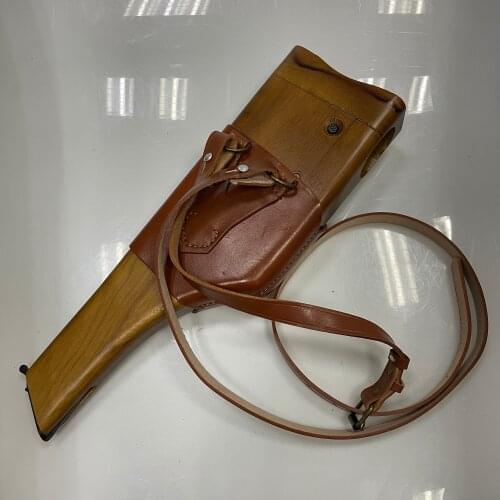 Pistol holster Cowhide box ww2 Vintage Wood holster for Mauser C96