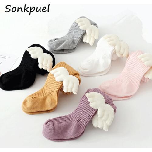 New Toddler Tights Children Angel Wings Pantyhose Baby Tights Kids Medium Thickness Combed Cotton Tights for Girls 0-6 Years