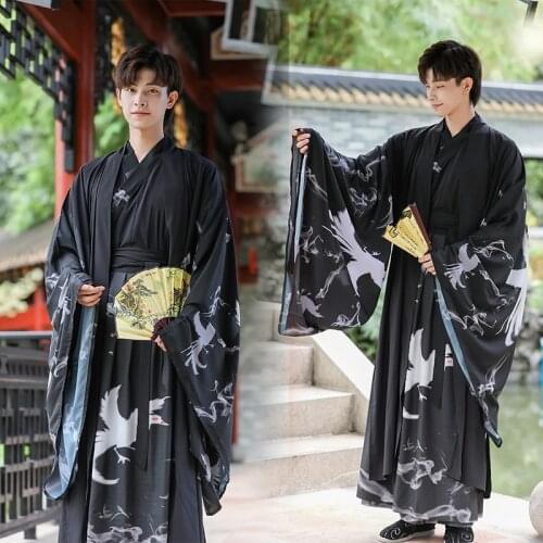 2021 chinese national hanfu black ancient china costume hanfu men clothing traditional national tang suit stage cosplay costumes
