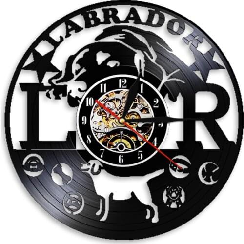 Labrador Golden Retriever Dog Wall Clock Dog Breeds Pet Puppy Vinyl Record Wall Clock 3D Wall Watches Unqiue Gift For Dog Lover