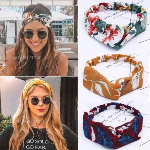 Fashion Bohemian Print Hair Bands Women Girls Headbands Vintage Cross Turban Bandage Bandanas HairBands Ladies Hair Accessories