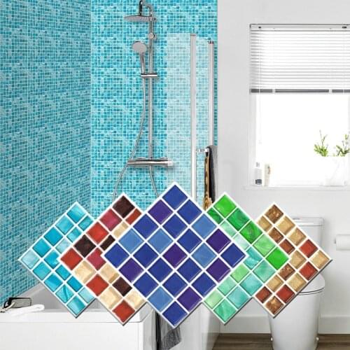 10pcs 3d Mosaic tiles tegel stickers waterproof carrelage adhesif wall mural diy furniture trim line border decoration wallpaper