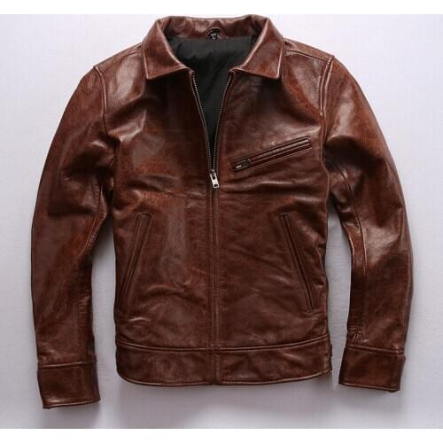 2020 New Mens Autumn Winter Genuine Leather High Quality Cowhide Coat Classic Vintage Russia Warm Jacket Fast Shipping